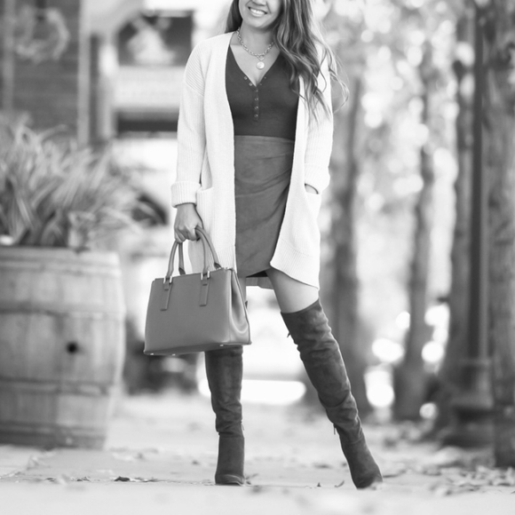 Sexy Vince Camuto Fitted Microsuede Dark Gray Over the Knee Boots - Picture 8 of 10